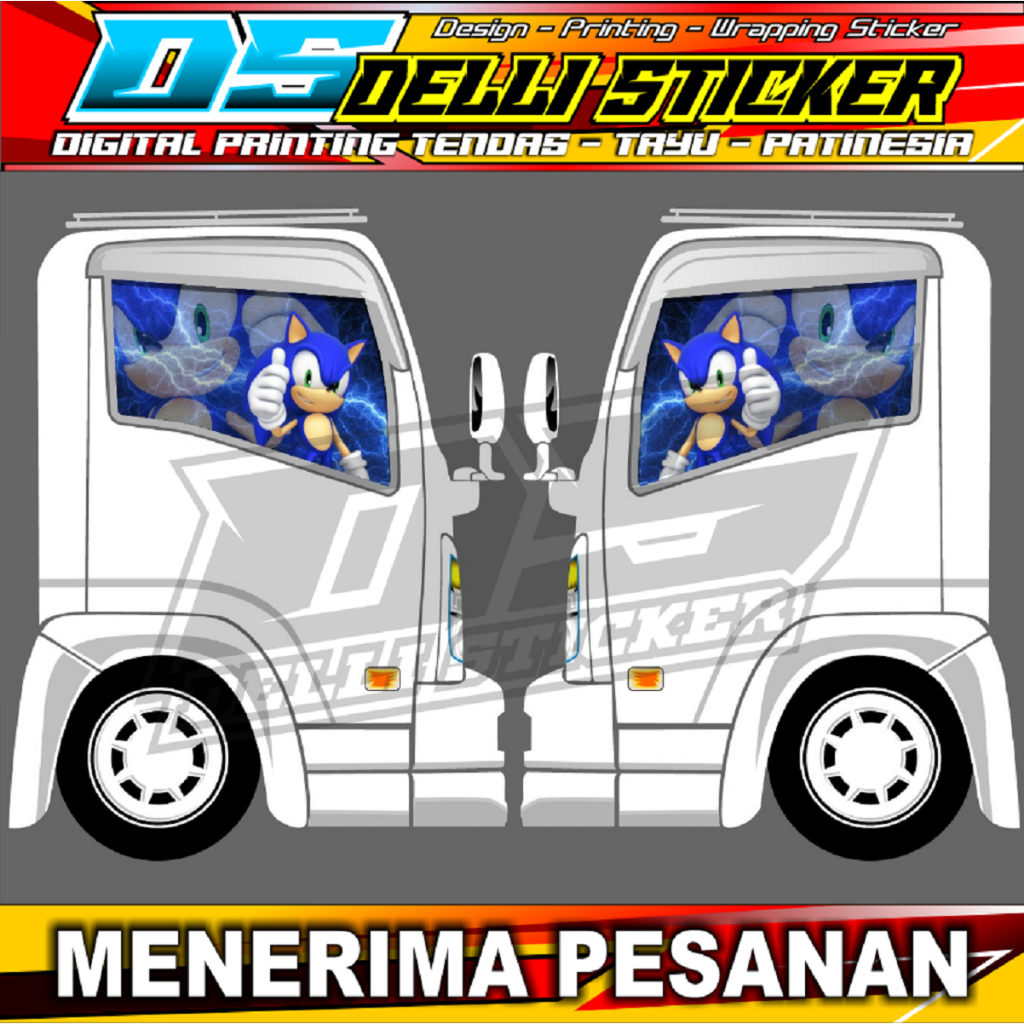Stiker Kaca Isuzu NMR 71 - Variasi Gambar Sonic Kanan Kiri Truk Giga
