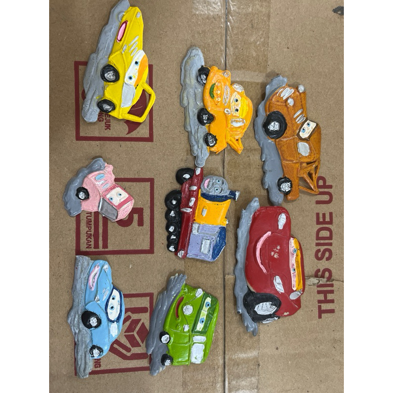 Topper Hiasan Tempel Mainan Karakter Cars Mobil 1 Set isi 8 untuk Kue Ultah
