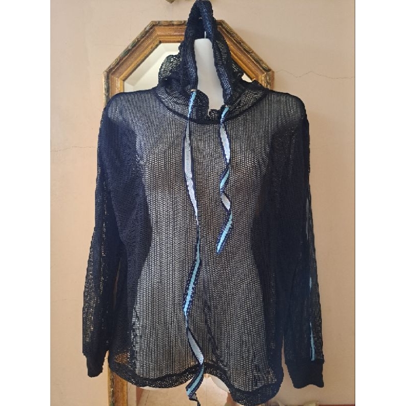 atasan jaring hoodie