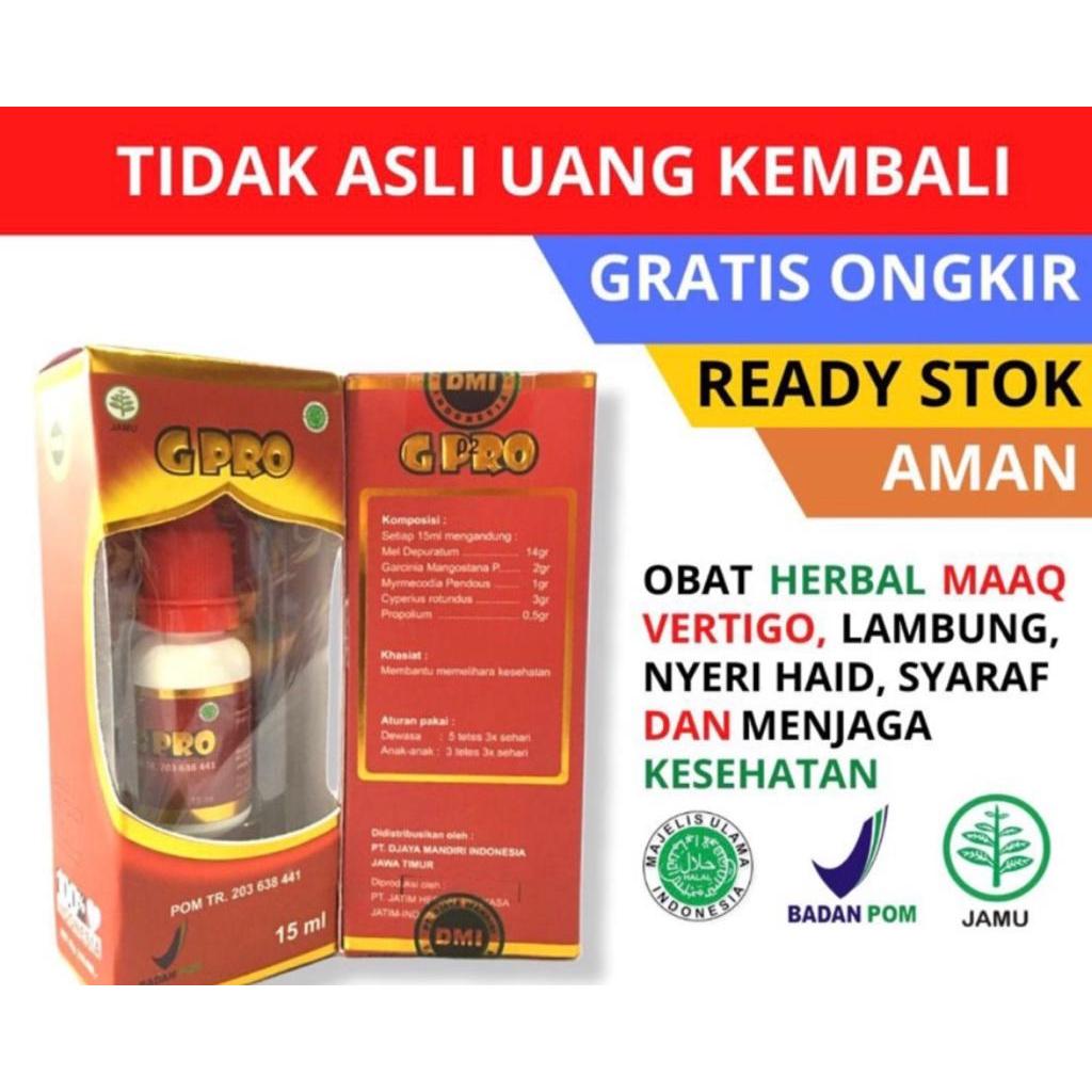 Jamu tetes G Pro herbal Gpro asli 100% original untuk penyakit maag asam lambung syaraf kejepit rahi