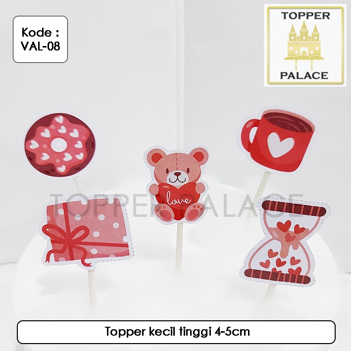 

VAL-08 Valentine day cake topper l cupcake topper - 5pcs