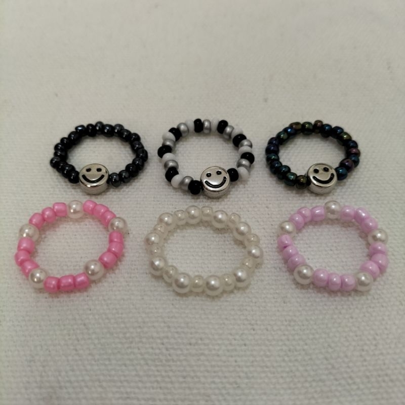 beads ring / cincin smile / mutiara / beads / manik-manik / accessories