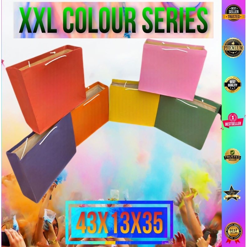 

MIN & KELIPATAN PER 20 PCS Paper bag XXL polos warna 43x13x35 Tas kertas Goodie bag Paperbag sepatu Shopping bag Paper bag baju