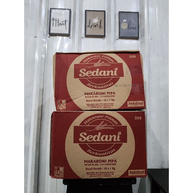 

Makaroni Sedani Pipa dus 10 bungkus x 1 kg
