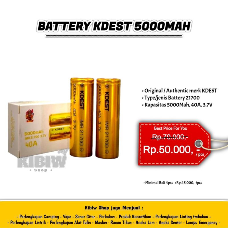 Battery / Batrai Kdest 21700