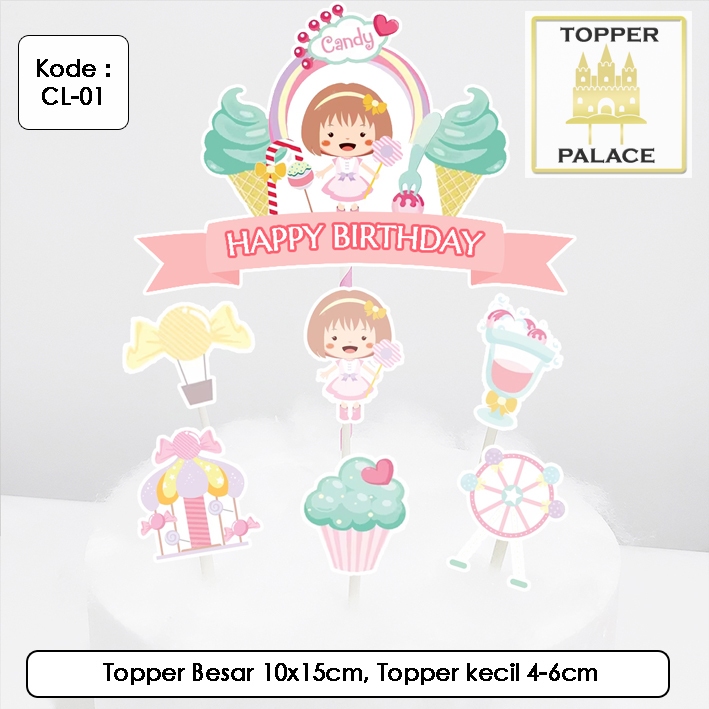 

CL-01 Candyland Cute cake topper l Cupcake topper