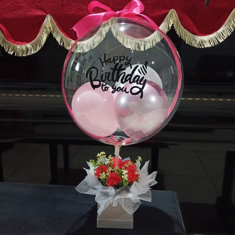 Buket Balon  Bunga 5 Tangkai Plastik + Fillers