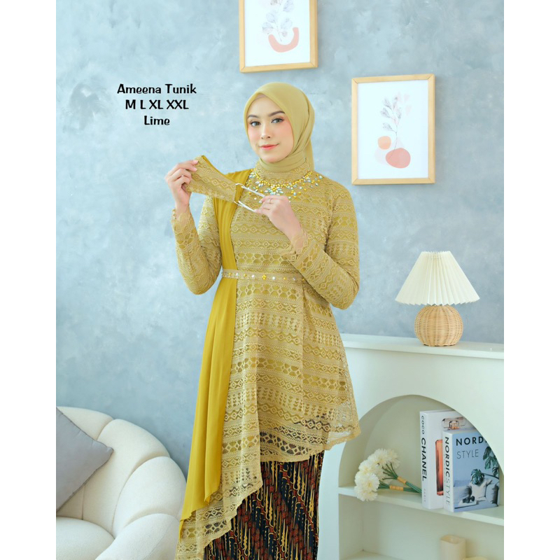 Ghazza Kebaya - Setelan Kebaya Brukat Payet Modern Terbaru / Kebaya Tunik / Tunik Brokat / Kebaya Mo