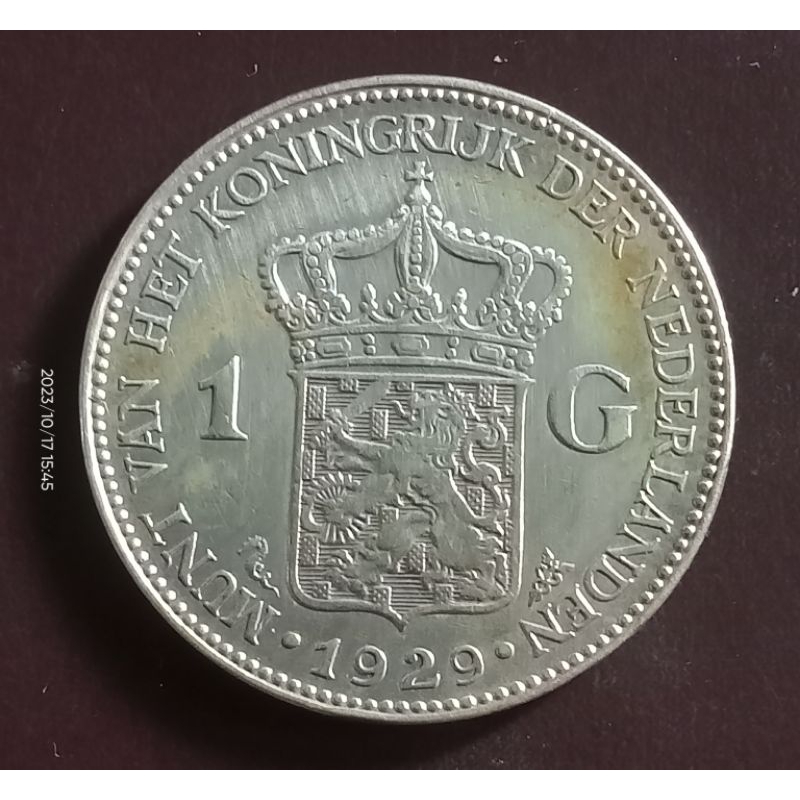 koin perak 1 gulden wihelmina 1929
