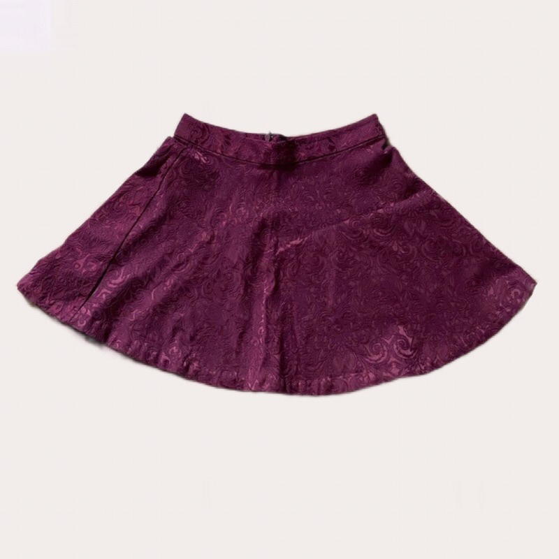 F21 MAROON RED SKIRT ROK MINI PATTERN TEXTURE FOREVER 21