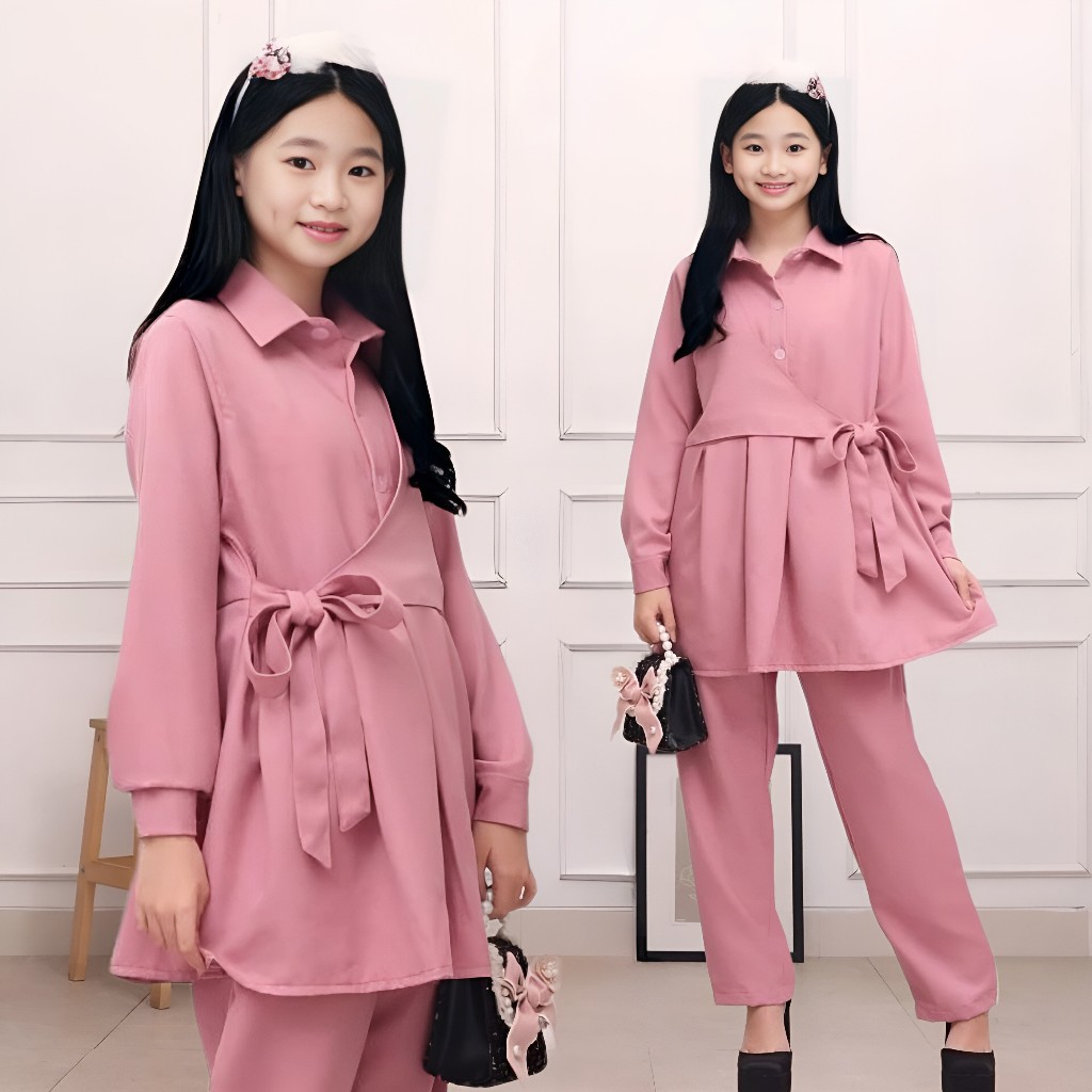 Setelan Celana Anak Perempuan 7 12 tahun Crinkle airflow setcel klara