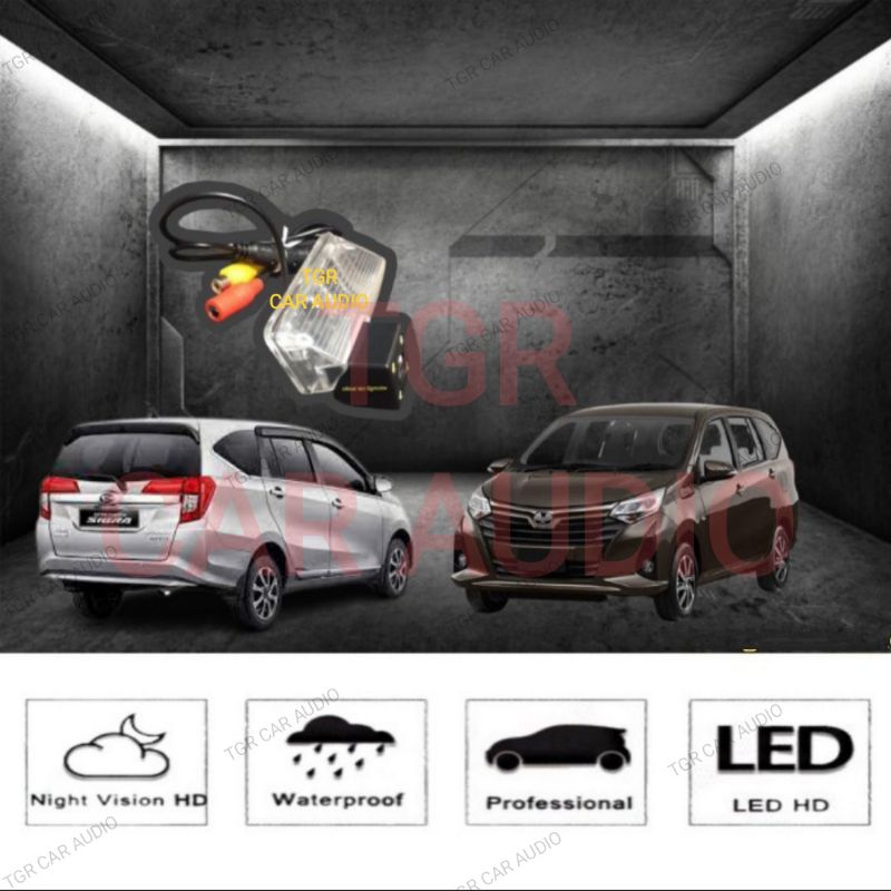 kamera parkir mundur mobil toyota calya oem pnp + soket kabel rca khusus untuk head unit asli origin