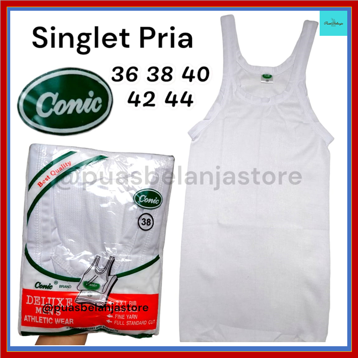 Singlet Pria Dewasa Conic Katun Kaos Dalam Pria Jumbo CONIC 44 42 40 38 36 / Singlet Katun Pria Jumbo