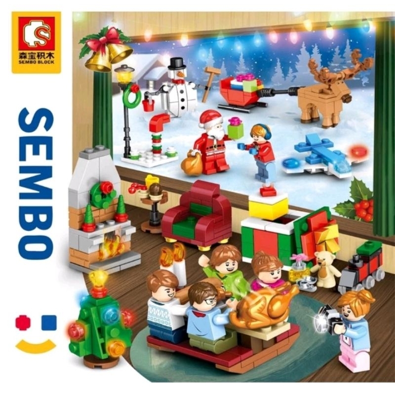 Mainan Sembo Block 601092 Brick Lego Christmas Holiday Series isi 8pcs