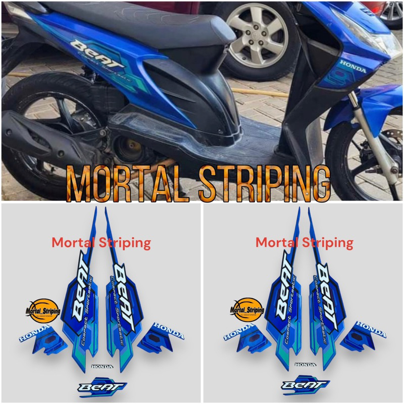 STIKER STRIPING LIS BODY BEAT KARBU 2008 2009 FULL BIRU
