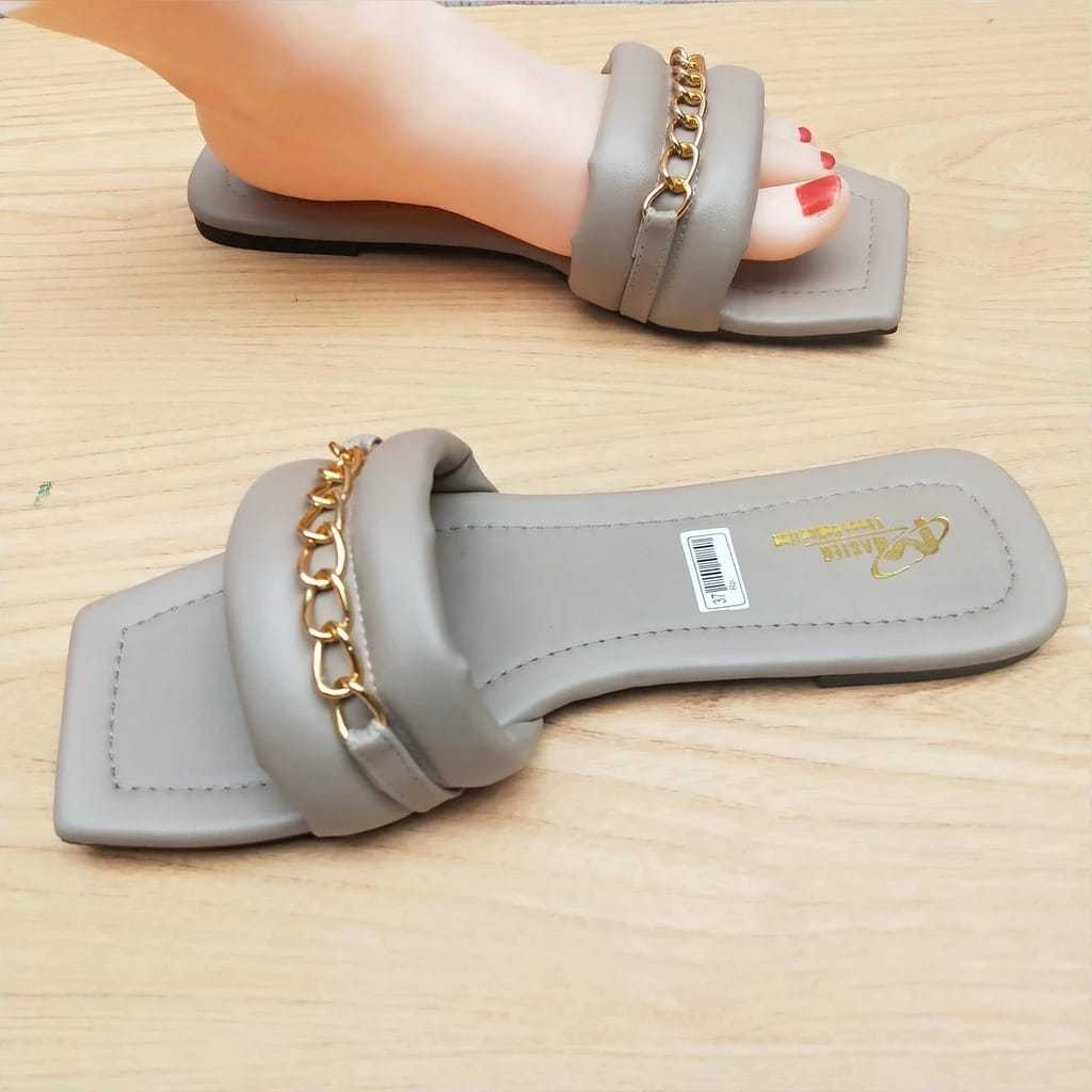 MHR.grosir - Sendal Teplek Slop Lipat Flat Strap Tali Kepang | Sendal Wanita Trendy