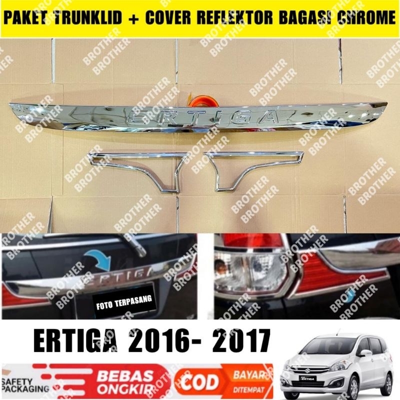 Paket Trunk Lid Reflektor Bagasi New Ertiga 2016 2017 Emboss Cover - Chrome