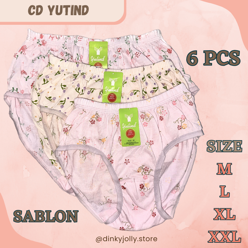 Celana Dalam Wanita Yutind 6 Pcs / CD Remaja Dewasa Perempuan Bahan Katun Premium / Sempak / Celqna 
