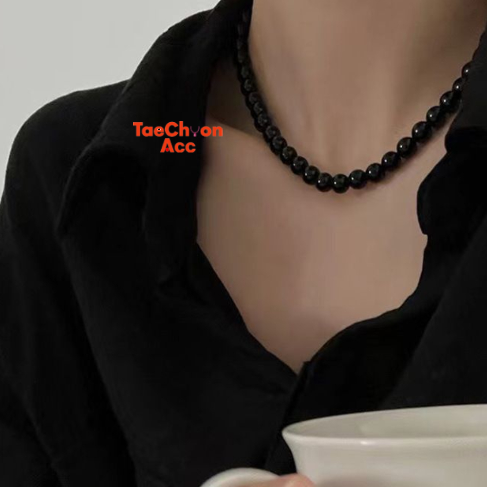 Kalung Mutiara Hitam Rantai Anti Karat Choker Elegan Termurah