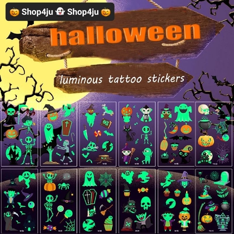 (1 buah) Temporary tattoo tema halloween pumpkin stiker tato lucu