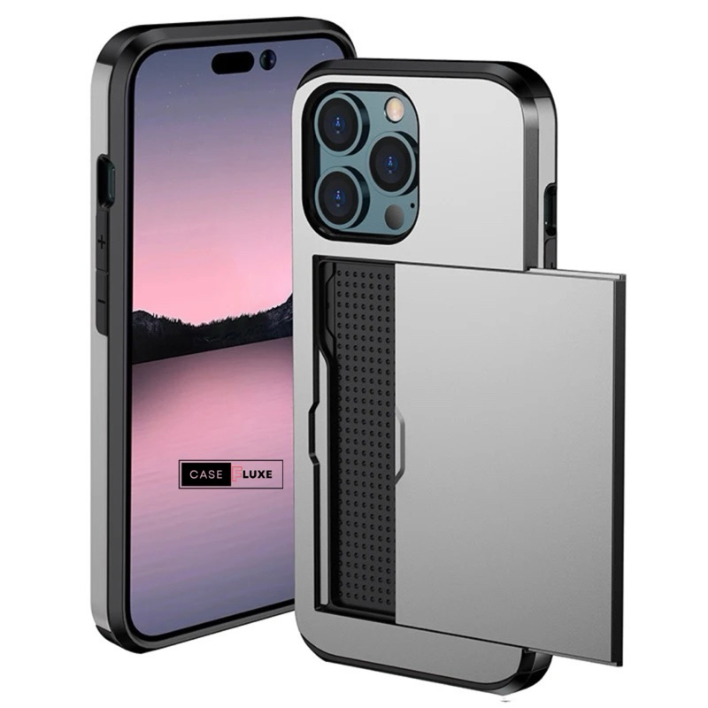 (CASEFLUXE) Hidden Wallet Case iPhone Sliding Slot Card Dual Layer Protective Shockproof X-16 Pro Ma