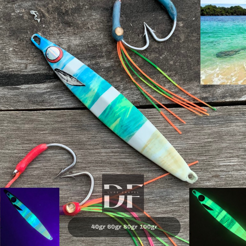 [Tanpa Assist] Metal Jig Sea grass Beach full glow 100gr 80gr 60gr 40gr beach glow in the dark