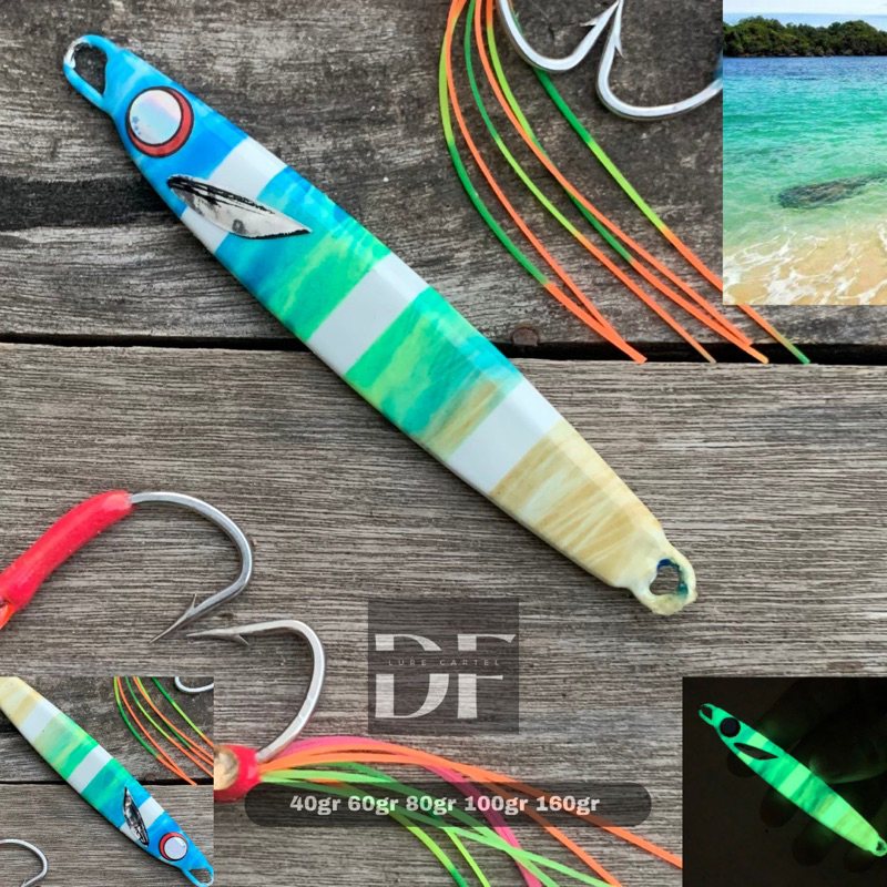 [Tanpa Assist] Metal Jig Metal Flicker Beach Full glow 160gr 100gr 80gr 60gr 40gr