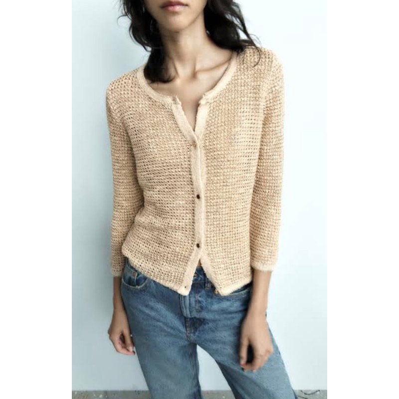 Knit cardigan metallic zara original