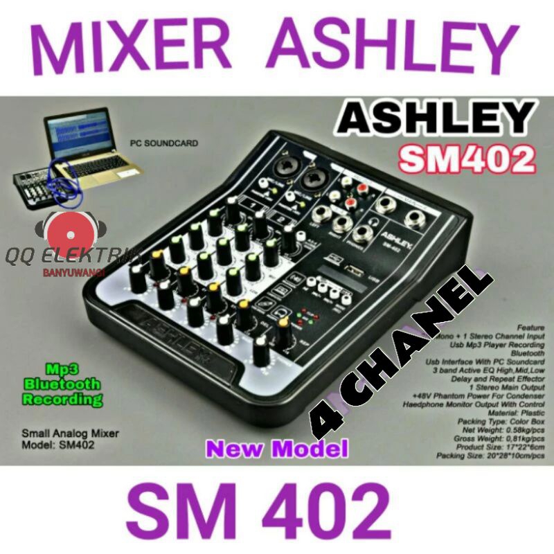 MIXER ASHLEY 4CH 402 ORIGINAL PRODUK ASHLEY