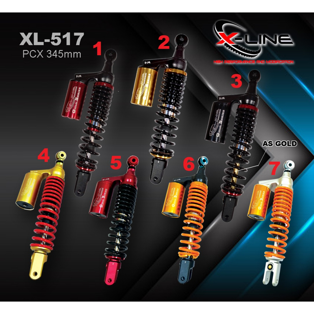X-Line Shock Skok ShockbreakerTipe 517 Honda PCX 150 345MM Tabung Atas Original Xline