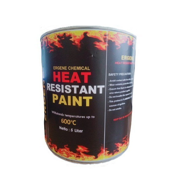 Cat Tahan Panas 600 derajat celsius-Hitam Glossy-Silver-5 Liter-Hi Temp Paint