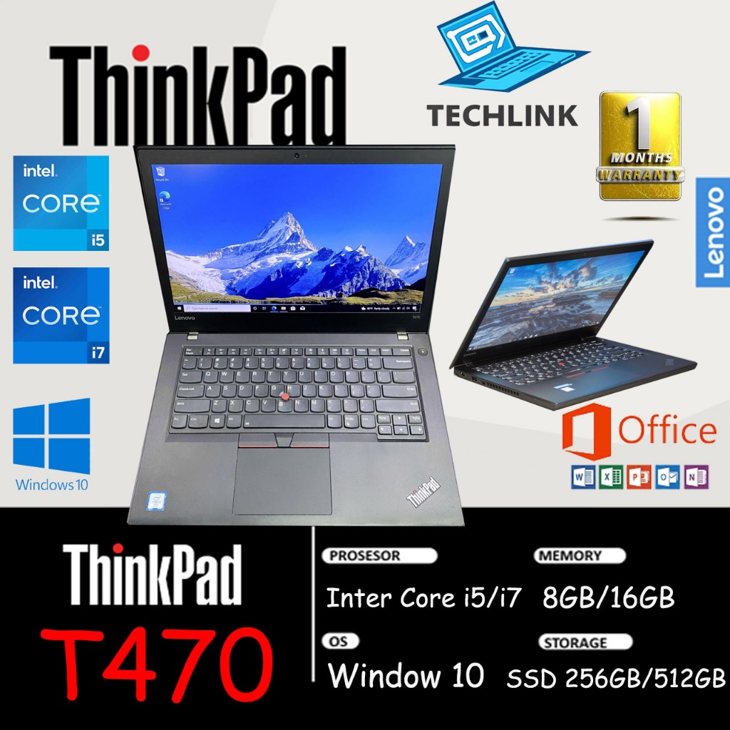 Laptop Lneovo Thinkpad T470/T470S  Core i5 Gen7 Ram 8GB SSD 256GB Bergaransi