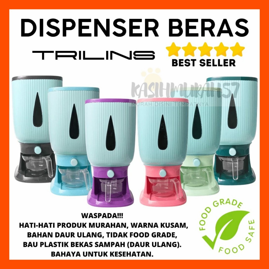 DISPENSER BERAS TRILINS / DISPENSER BERAS OTOMATIS FOOD GRADE / TEMPAT PENYIMPANAN BERAS / WADAH KAC