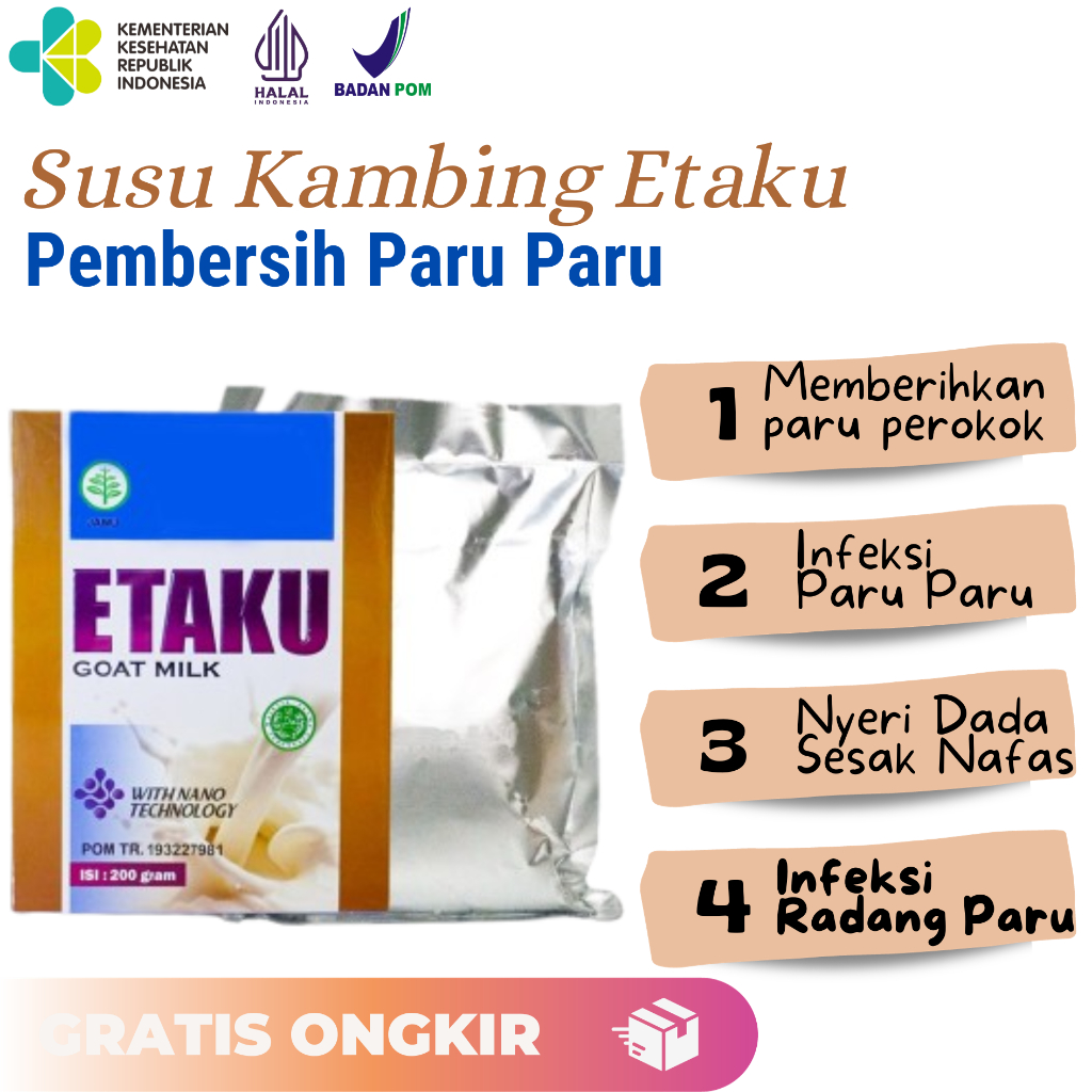 

Susu Pembersih Paru Paru Mengatasi TBC Sesak Nafas Radang Paru Paru Susu Kambing Etaku Original With Nano Technologi