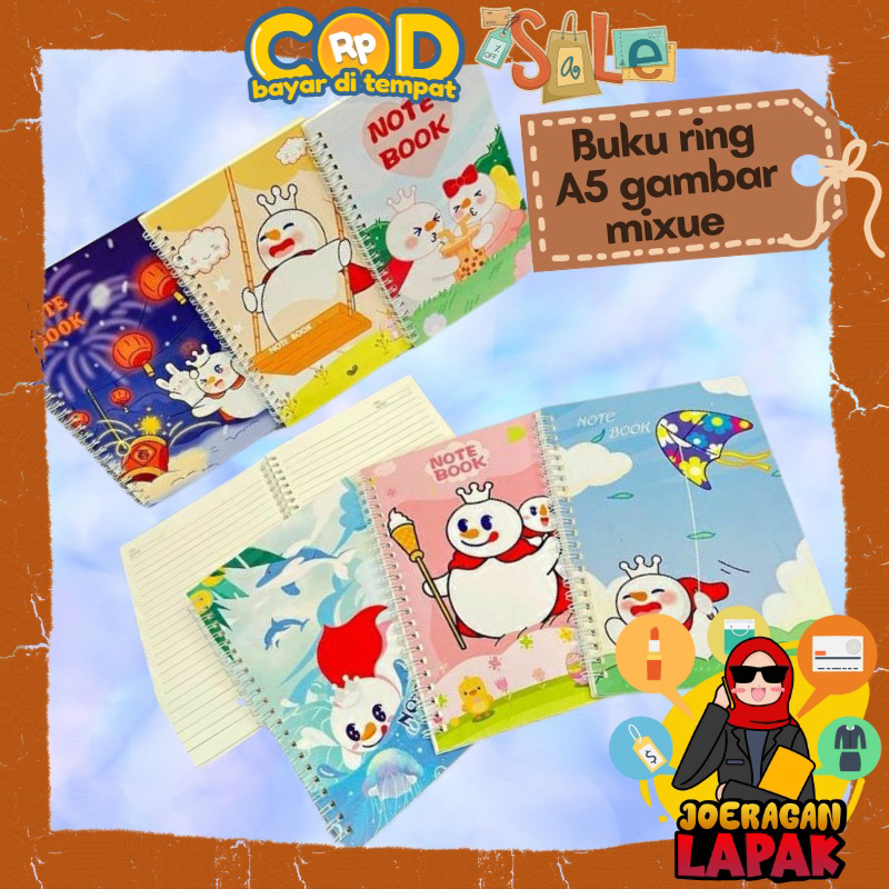 

⭐️JOERAGANLAPAK⭐️ BUKU RING A5 MIXUE BINDER NOTES KARAKTER LUCU CATATAN TULIS ANAK