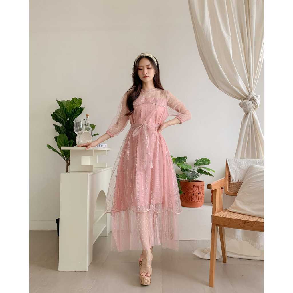 Dress Marcella Brukat Cantik Dress Natal Terbaru Dress Wanita Kekinian Fashion Wanita