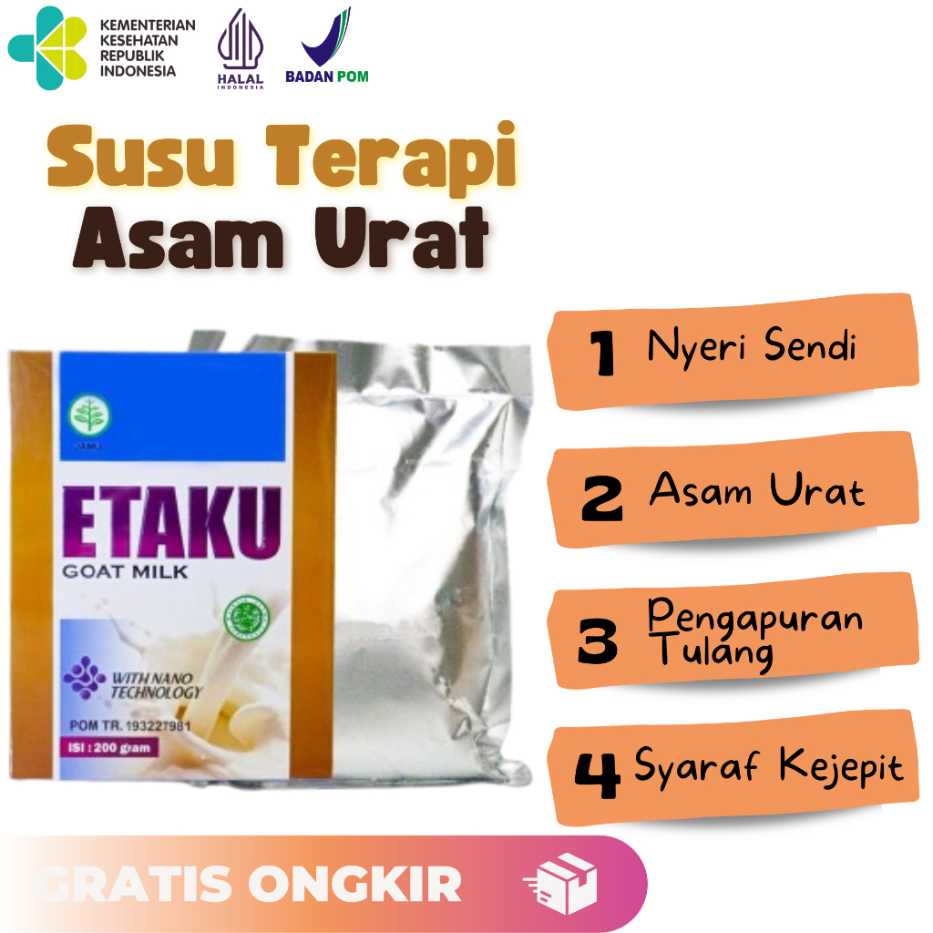 

Susu Terapi Asam Urat Syaraf Kejepit, Nyeri Sendi Susu Kambing Etaku Goat Milk Original Isi 200gr