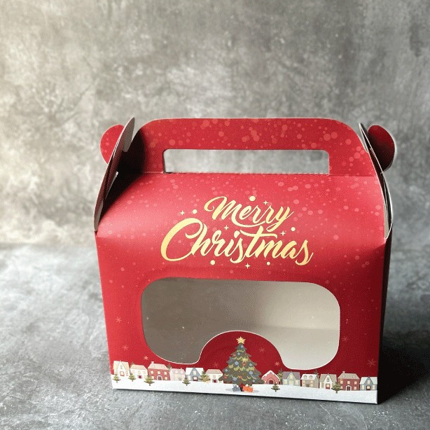 10 PCS Gable Box Kue Natal ukuran 20x10x12 cm Kotak Kue Edisi Merry Christmast Dus Kue Natal Premium