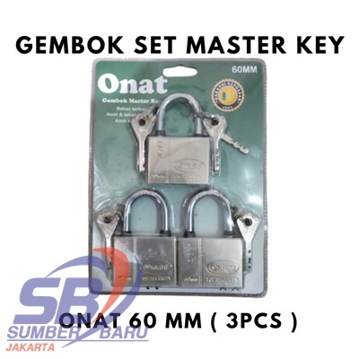 Gembok Master Key ONAT 60mm / Gembok Pagar Ruko Rumah Isi 3 Pcs 60MM KUALITAS TERBAIK SBJ