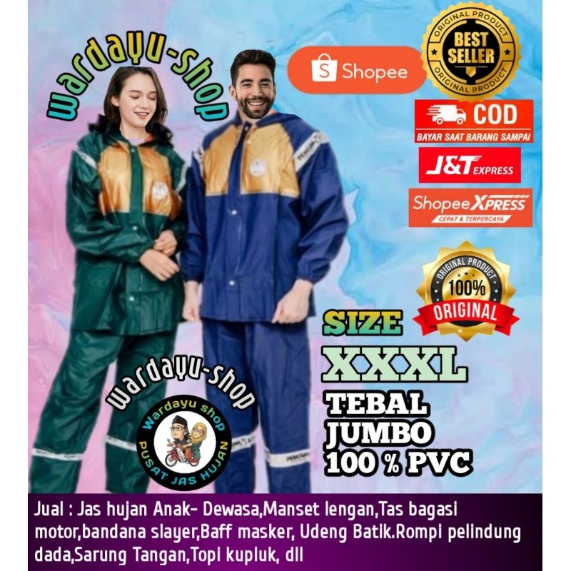 Jas Hujan Penguin 3XL Jumbo Penguins CX Kombinasi XXXL Setelan Jaket Celana Tebal Kuat Penguin's Rai