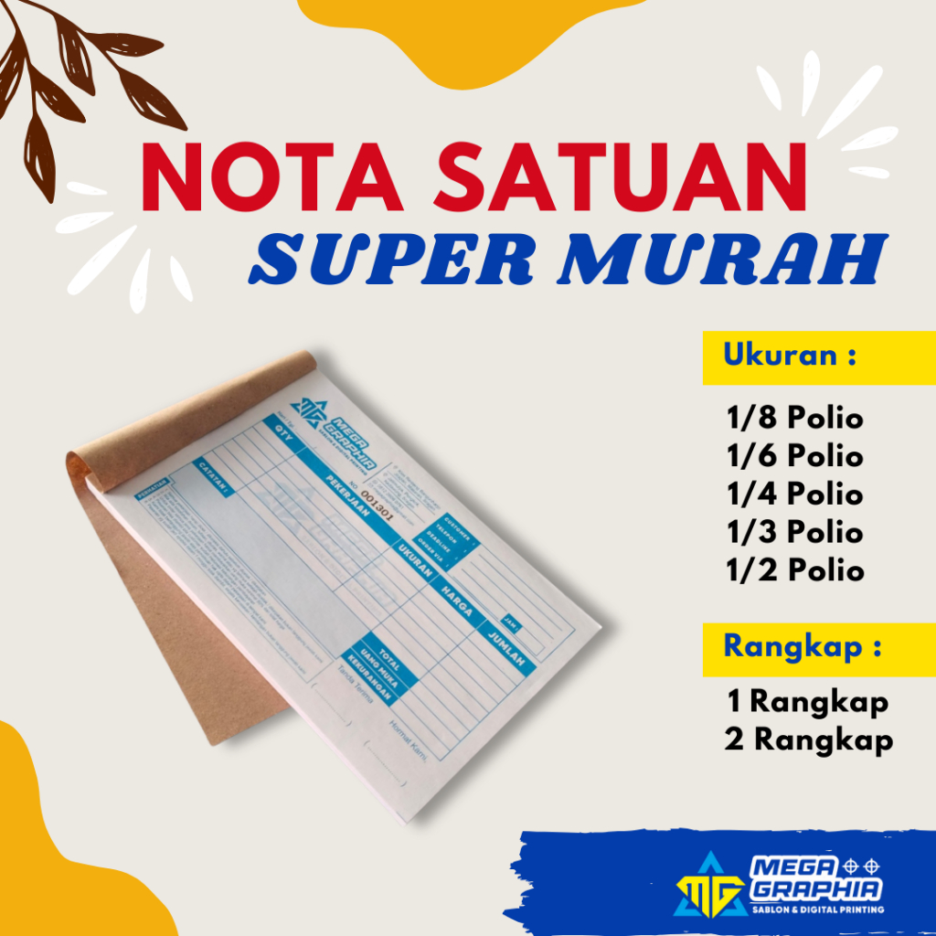 

NOTA CUSTOM RANGKAP 2 PLY DAN 1 PLY / BON SURAT JALAN FAKTUR KWITANSI ECER