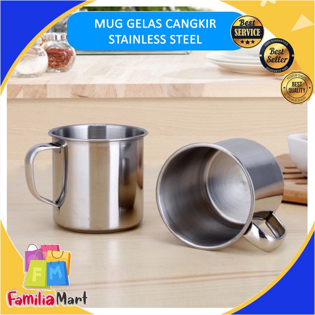 Mug Gelas Cangkir Stainless Steel / Gelas Cangkir Kopi Teh / Gelas Serbaguna / Gelas Souvenir