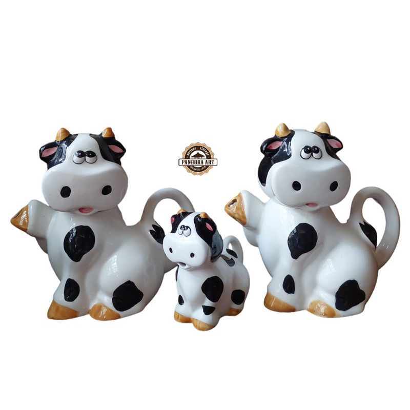 Set teko SAPI porselin lawas ( jantan, betina & anak sapi )