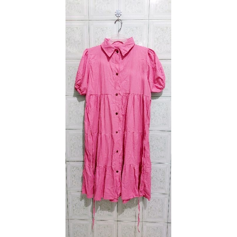 Sale Dress Rempel Kerah Full Kancing