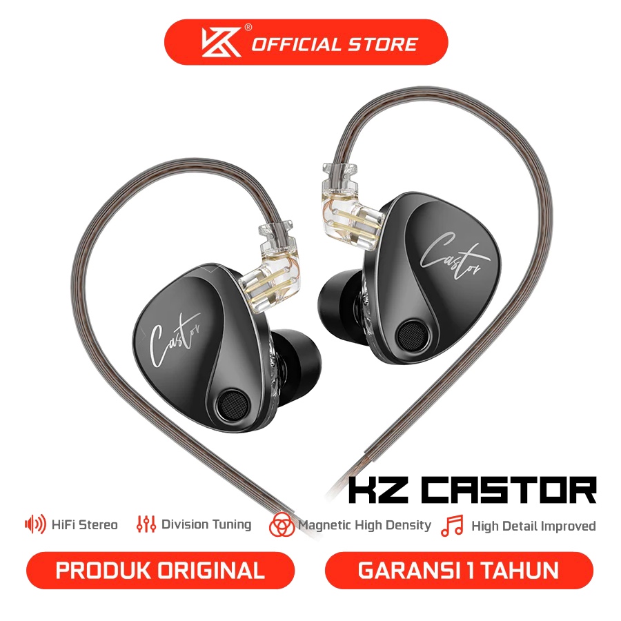 [KZ Official Store] KZ Castor with Mic In Ear Monitor Earphone Dynamic