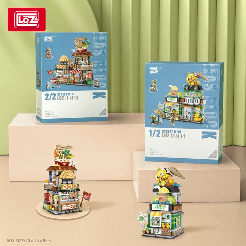 LOZ Nano Block Seri Makanan Street Food Series Lemon Tea Shop Mie Siput Mini Street View Luo Si Fen