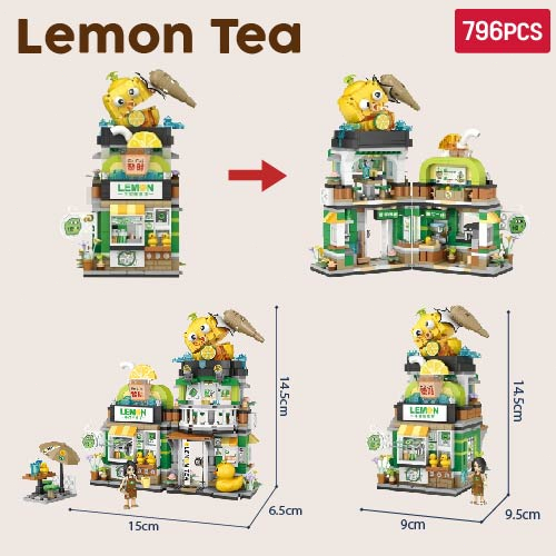 LOZ Nano Block Seri Makanan Street Food Series Lemon Tea Shop Mie Siput Mini Street View Luo Si Fen