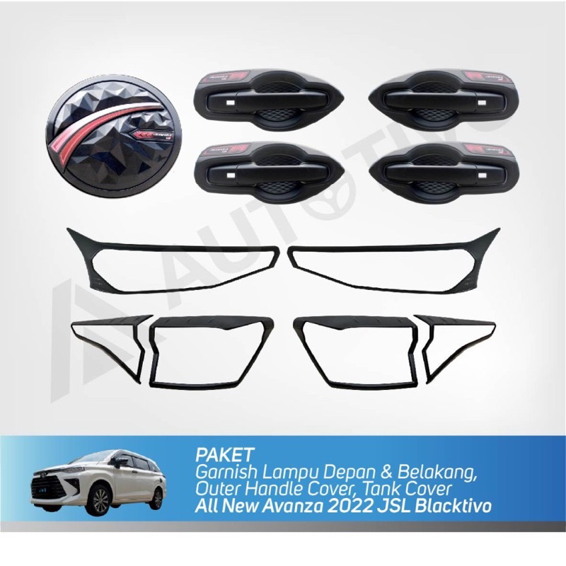 AVANZA / XENIA 2022 2023 PAKET LENGKAP GARNISH LAMPU DEPAN BELAKANG HANDLE MANGKOK TUTUP BENSIN HITA