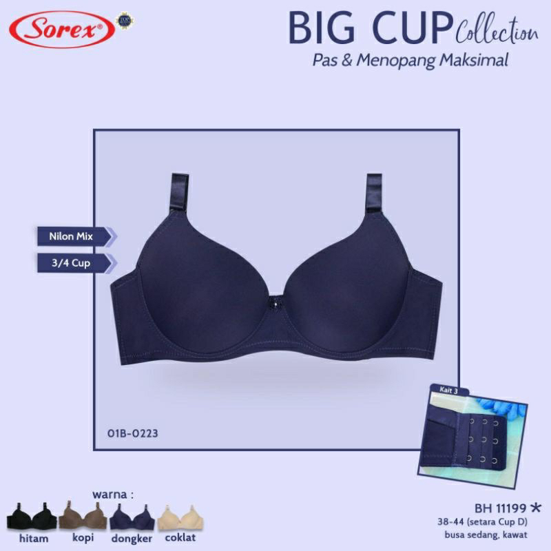 Bh Sorex 11199D Cup Besar | Bra Sorex Big Cup [ D ] Busa Tipis Kawat Kait 3