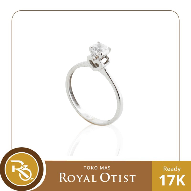 Cincin Emas Putih Solitaire 17 K